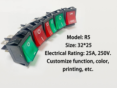 Commutateur de roquette légère 32*25mm 25A 250V